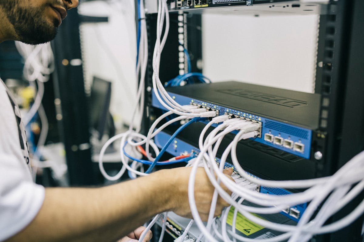 Commercial ethernet and network cabling installation for a Whitney business office