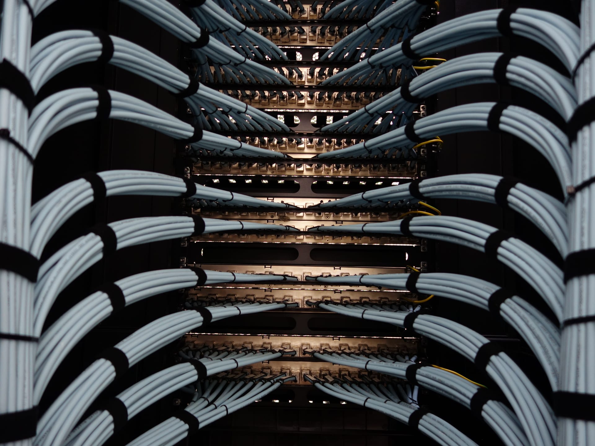 Structured cabling rack and organized cable runs for a Las Vegas commercial network